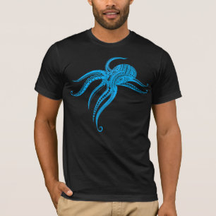 OCTOPUS POLYNESIAN TRIBAL LtBlue T-Shirt