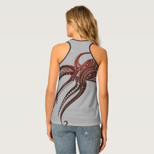 OCTOPUS POLYNESIAN TRIBAL PATTERN TANK TOP