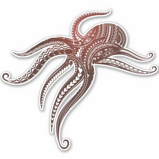 OCTOPUS POLYNESIAN TRIBAL STICKER (Front)