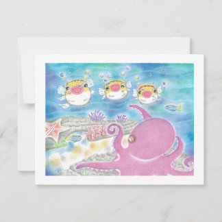 Octopus Porcupinefish Music Thank you Flat Card