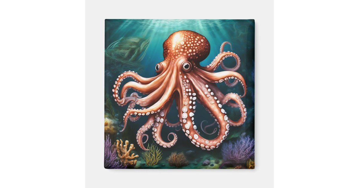Octopus Portrait Ocean Magnet | Zazzle