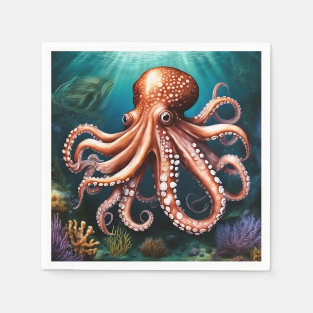 Octopus Portrait Ocean Napkins (Front)