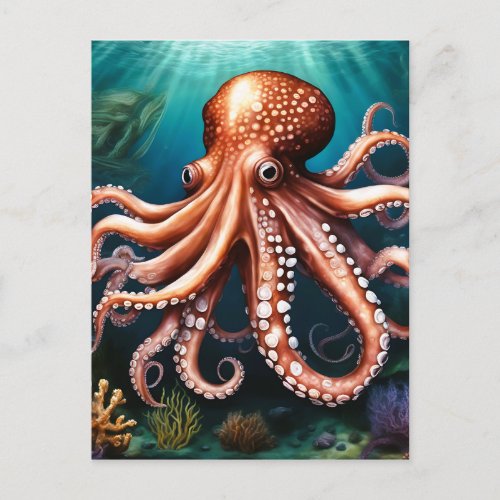 Octopus Portrait Ocean Postcard