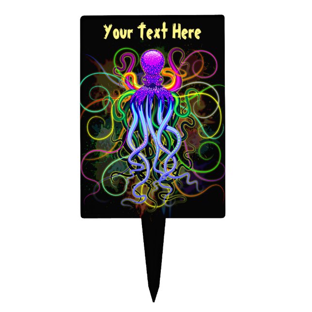 Octopus Psychedelic Luminescence Cake Topper (Front)