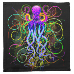 Octopus Psychedelic Luminescence Cloth Napkin