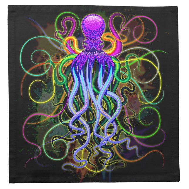 Octopus Psychedelic Luminescence Cloth Napkin (Front)