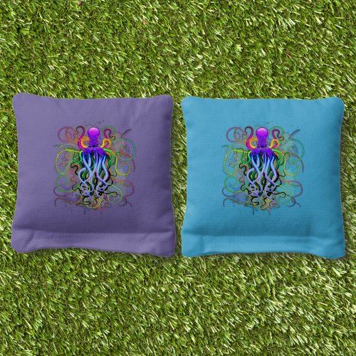 Octopus Psychedelic Luminescence Cornhole Bags