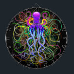 Octopus Psychedelic Luminescence Dart Board<br><div class="desc">Psychedelic and Luminescent Octopus Fantasy Art. Fantastic Oceanic Monster originally created on Vector Graphic Art Technique. Copyright BluedarkArt.</div>