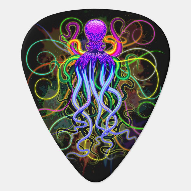 Octopus Psychedelic Luminescence Guitar Pick (Front)