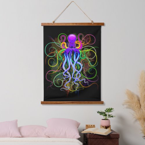 Octopus Psychedelic Luminescence Hanging Tapestry