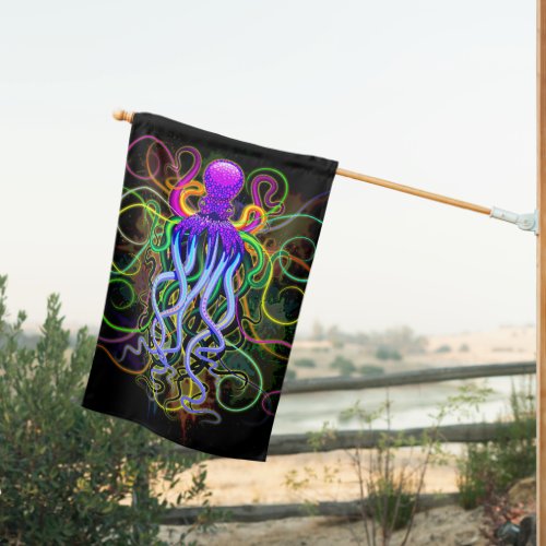 Octopus Psychedelic Luminescence House Flag