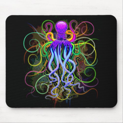 Octopus Psychedelic Luminescence Mouse Pad