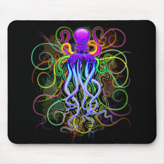 Octopus Psychedelic Luminescence Mouse Pad (Front)