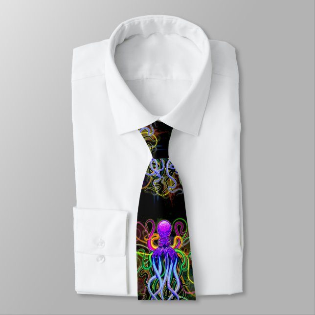 Octopus Psychedelic Luminescence Neck Tie (Tied)