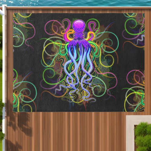 Octopus Psychedelic Luminescence Outdoor Rug