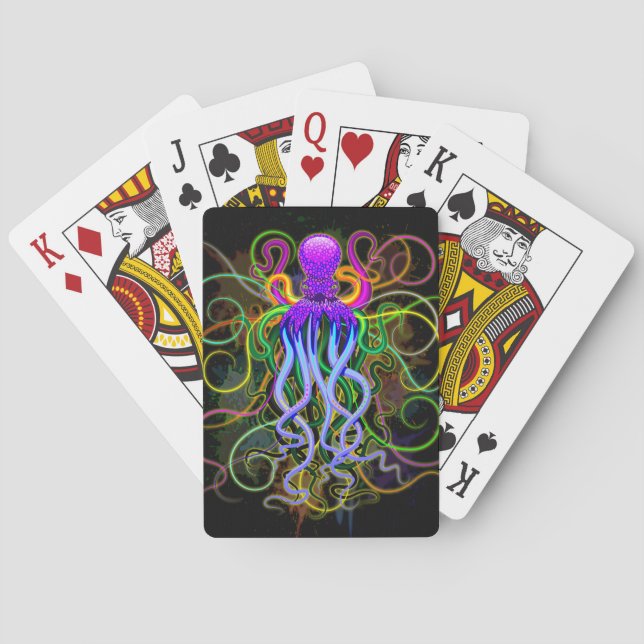 Octopus Psychedelic Luminescence Poker Cards (Back)