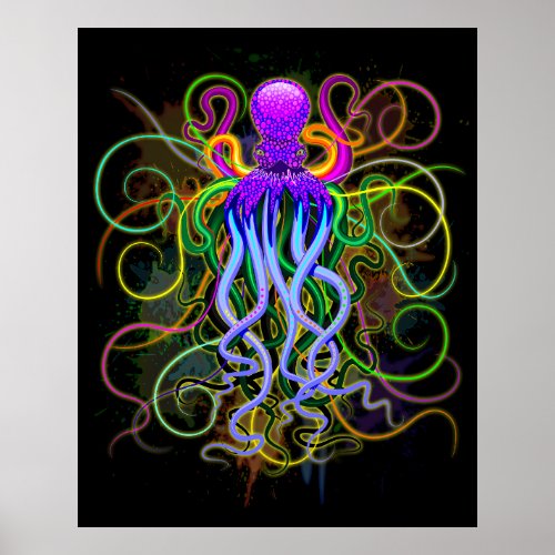 Octopus Psychedelic Luminescence Poster