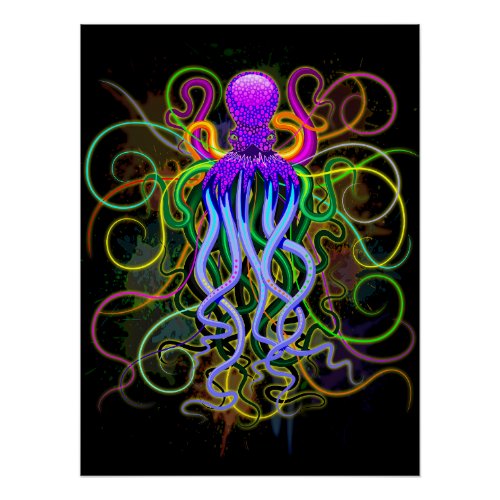 Octopus Psychedelic Luminescence Poster