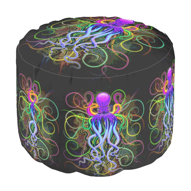 Octopus Psychedelic Luminescence Pouf (Angled Back)