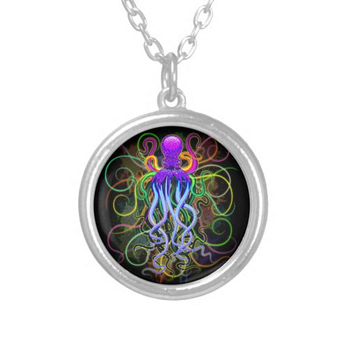 Octopus Psychedelic Luminescence Silver Plated Necklace