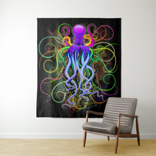 Octopus Psychedelic Luminescence Tapestry