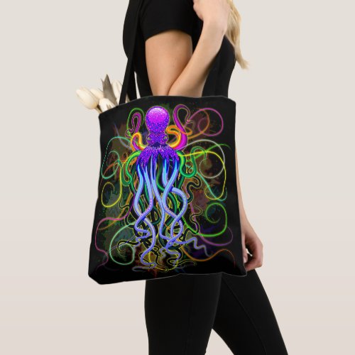 Octopus Psychedelic Luminescence Tote Bag