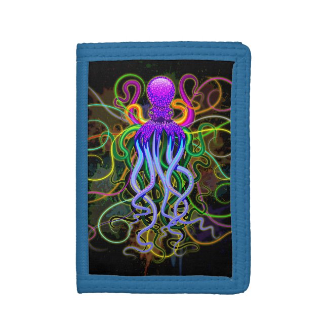 Octopus Psychedelic Luminescence Trifold Wallet (Front Vertical)