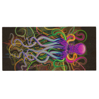 Octopus Psychedelic Luminescence Wood Flash Drive