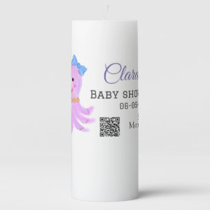 Octopus purple blue watercolor baby shower sea ani pillar candle