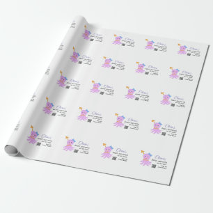Octopus purple blue watercolor baby shower sea ani wrapping paper