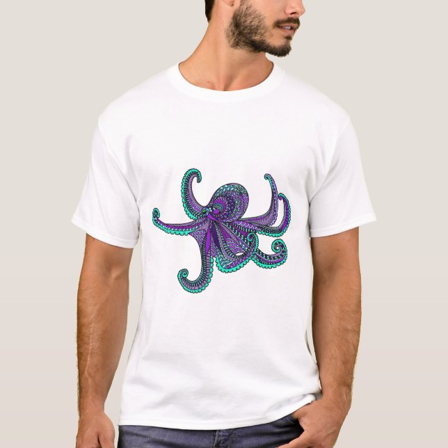 Octopus purple teal ocean sea life T-Shirt (Front)