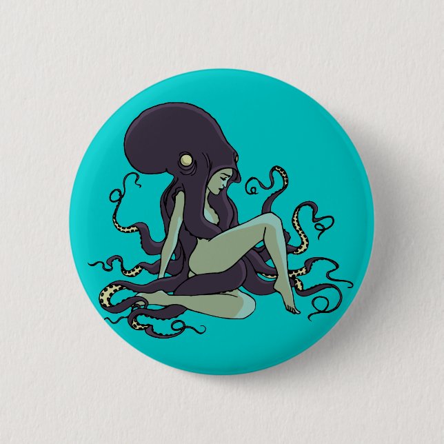 Octopus Queen Pinback Button (Front)