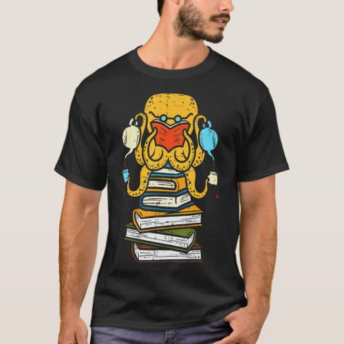 Octopus Reading Book ea Funny Bookworm Librarian e T_Shirt