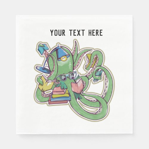 Octopus Reading Book Lover Napkins