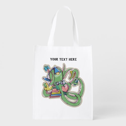 Octopus Reading books Grocery Bag