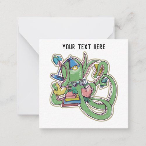 Octopus Reading books Note Card