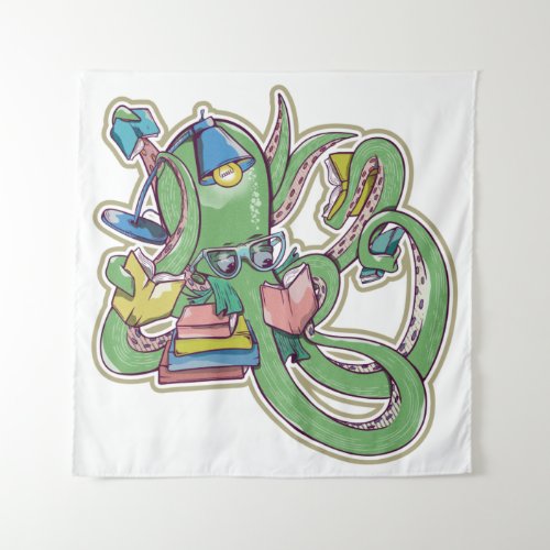 Octopus Reading books Tapestry
