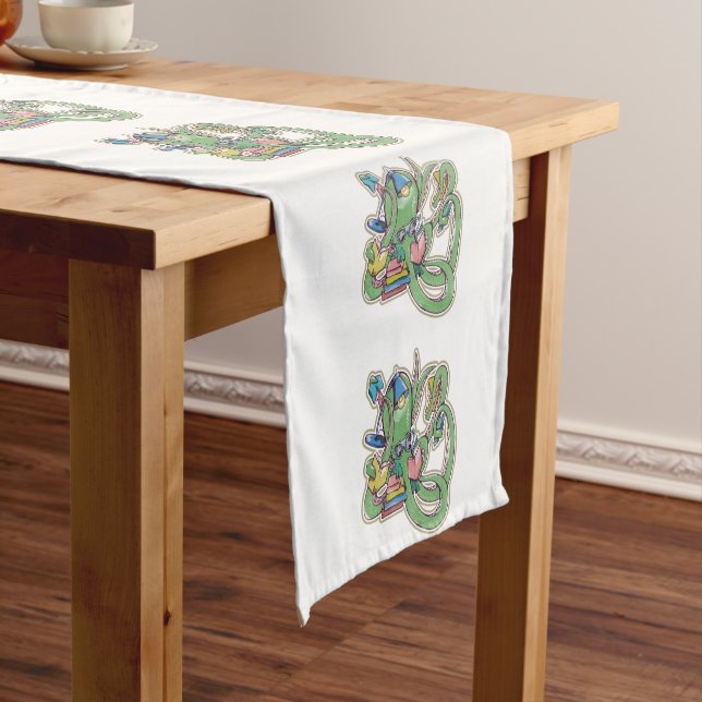 Octopus reading library books short table runner (In Situ)