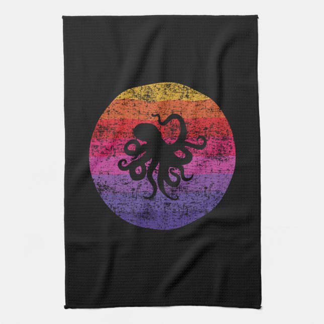 Octopus Retro Kitchen Towel (Vertical)