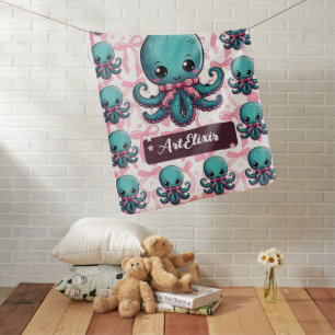Octopus Ribbon Print Baby Blanket