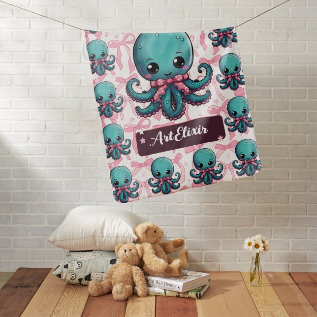 Octopus Ribbon Print Baby Blanket (In Situ)