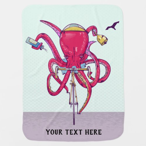 Octopus riding a bicycle baby blanket