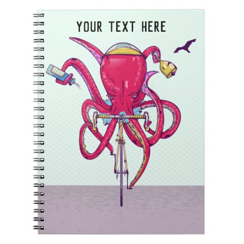 Octopus riding a bicycle notebook