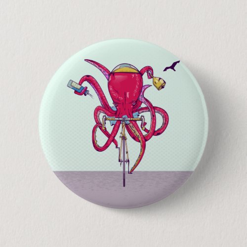 Octopus Riding a bike Button