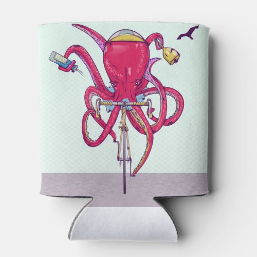 Octopus Riding a bike Can Cooler