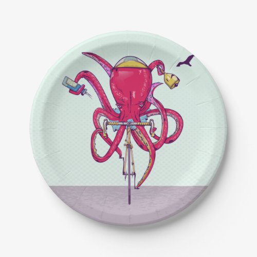 Octopus Riding a bike Paper Plates