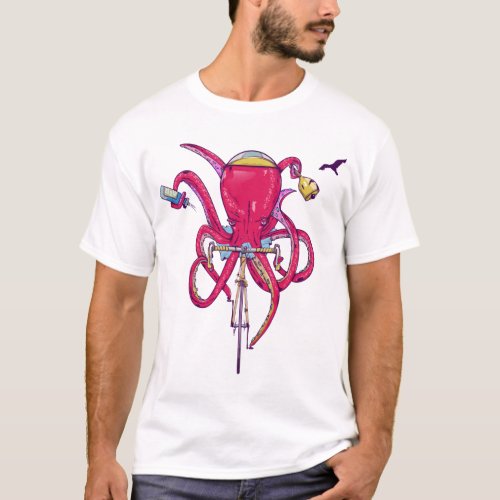 Octopus Riding a bike T_Shirt