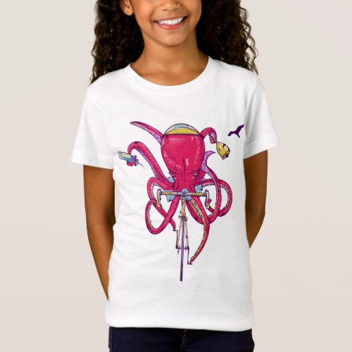 Octopus Riding a bike T_Shirt