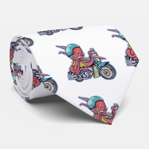 Octopus Riding a Motorcycle Neck Tie