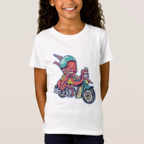 Octopus riding a motorcycle T_Shirt